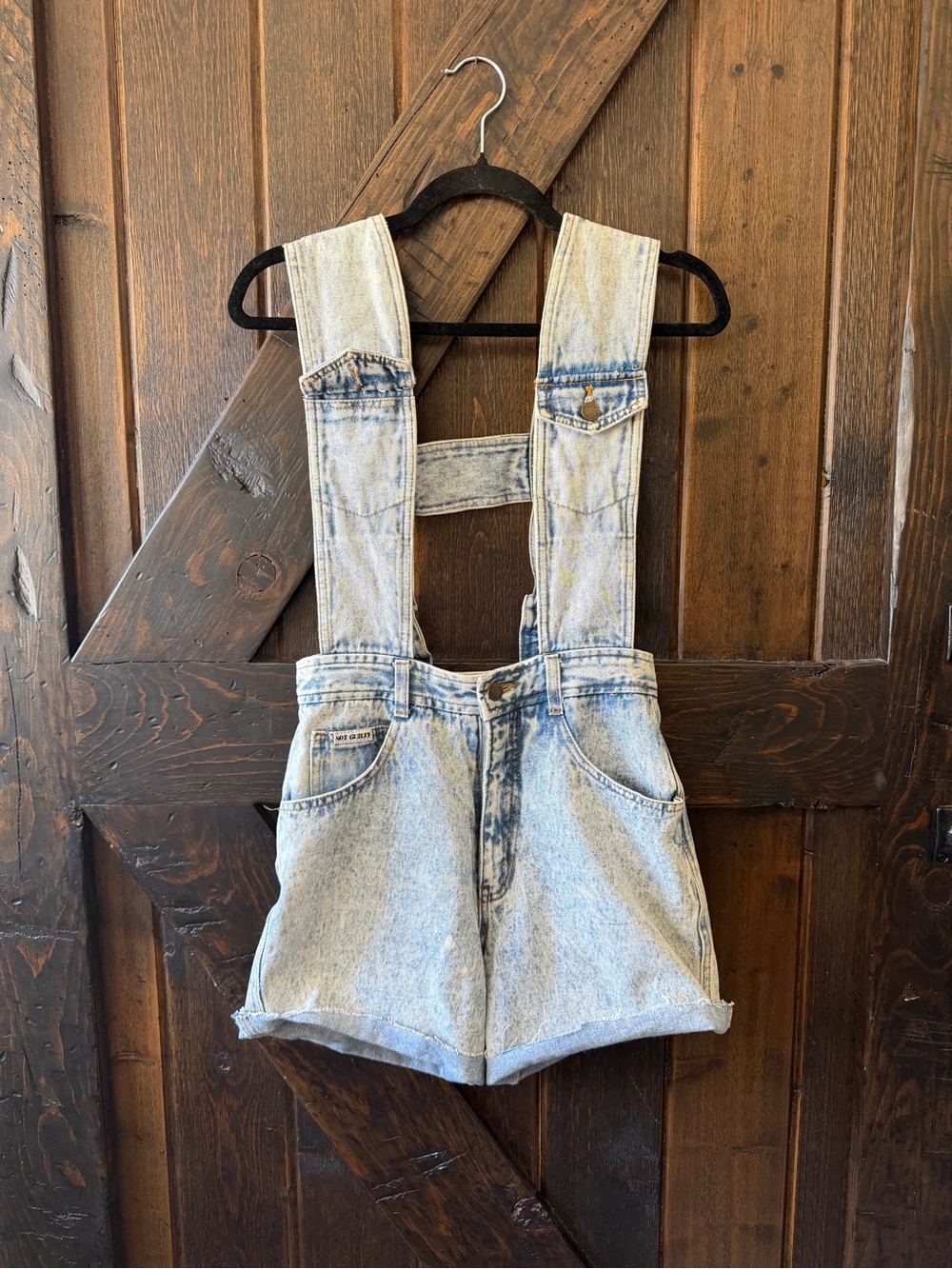 Vintage Not Guilty Denim Open Front Short Overalls Y2K Cutout Weird Unique